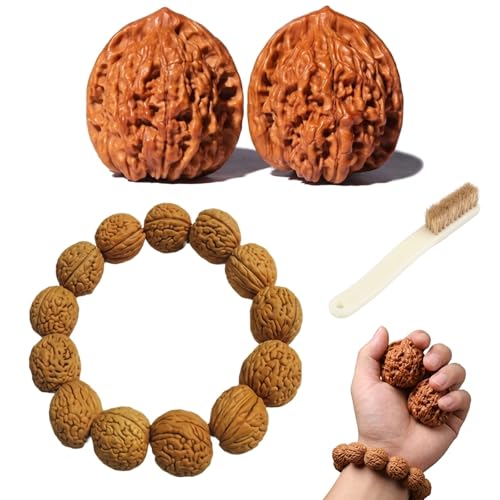 GWZTIO Wenwan Walnut Chinese Walnuts Set Walnut Bracelet The Set Package Includes a Pair of Walnuts a Bracelet and a Maintenance Comb Suitable for Office Travel and Daily Use