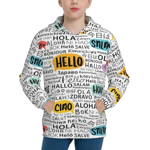 Hello Kid Hoodies Boys Sweatshirts Girls Pullover with Pocket
