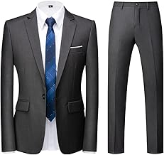 KUDORO Men's Suits 2-Piece Slim Fit for Wedding Business One Button Men's Suit Jacket Trousers