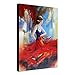 Wieco Art Flying Skirt Abstract Dancing People Oil Paintings on Canvas Wall Art work for Living Room Bedroom Home Decorations Wall Decor Large Modern Stretched and Framed Red Girl Dancer Artwork 24x36