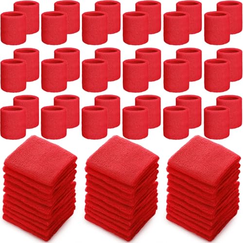 Image of 60 Pcs Wristband Bulk Sweatbands Neon 80s Sports Tennis Wristband Thick Cotton Gymnastics Adult Sweat Band Absorbent Sweatband for Men Women Party Supply Basketball Football 30 Pair