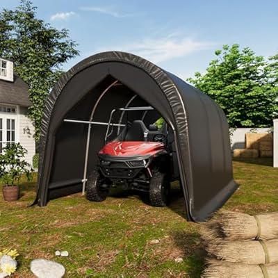 EROMMY Carport 10 x15 FT Heavy Duty, Portable Garage with All-Steel Metal Frame and Round Style Roof, Anti-Snow Car Canopy Outdoor Storage Shelter for Car, Truck, Boat