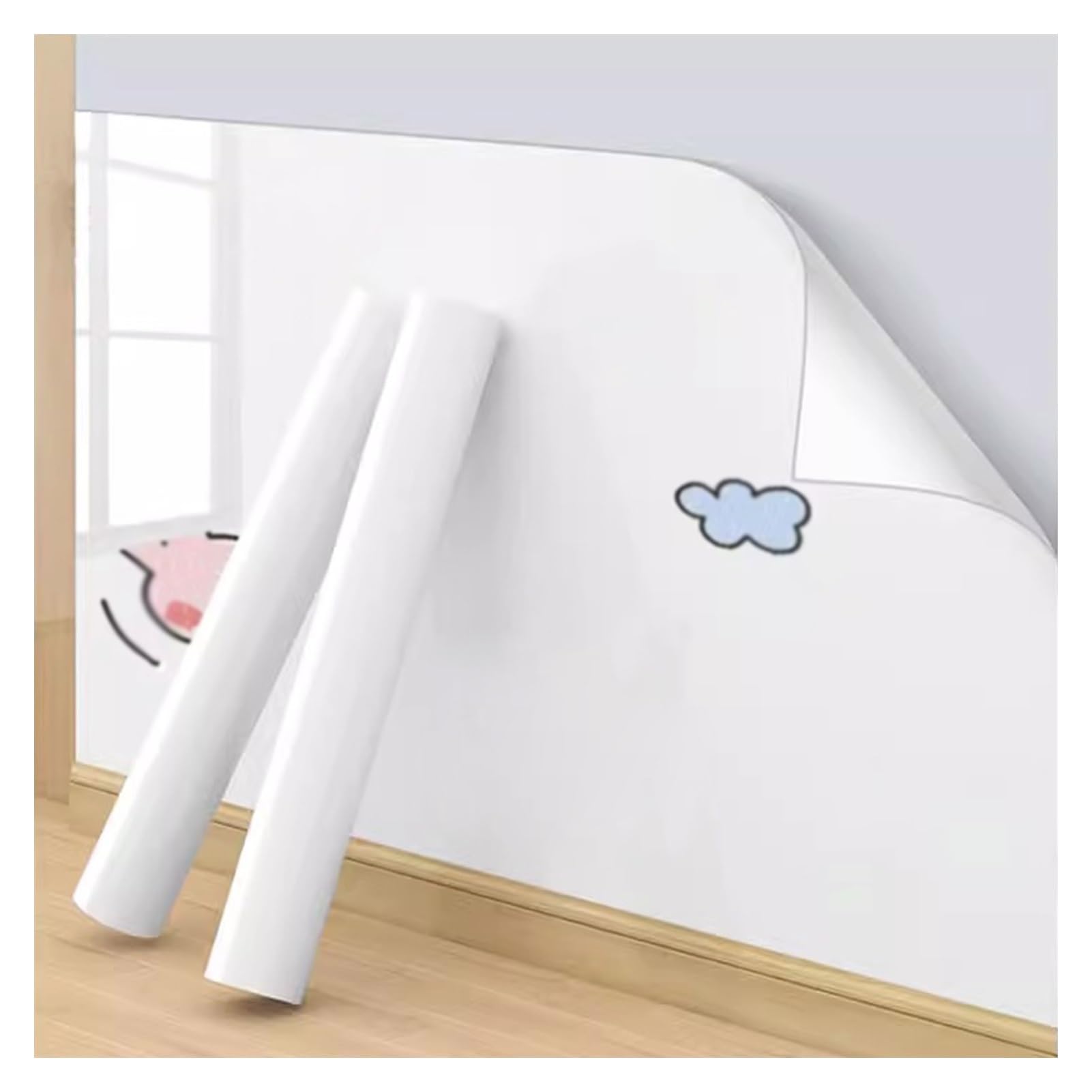 Electrostatic Self Adhesive Dry Erase Whiteboard Contact Paper Roll White Multiple Sizes(35.5x393.8IN(0.9x10m))