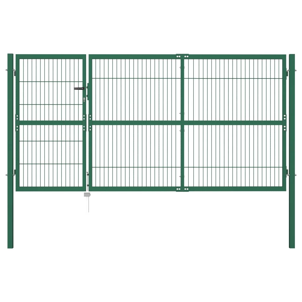 Gecheer Cancello,Doppio,da Giardino,Esterno,per Recinzione,in Rete Acciaio,Verde,350x190 cm,Cancello Doppia Anta,Cancello da Giardino,Cancello Metallo,Cancello Acciaio,Cancello per Recinzione
