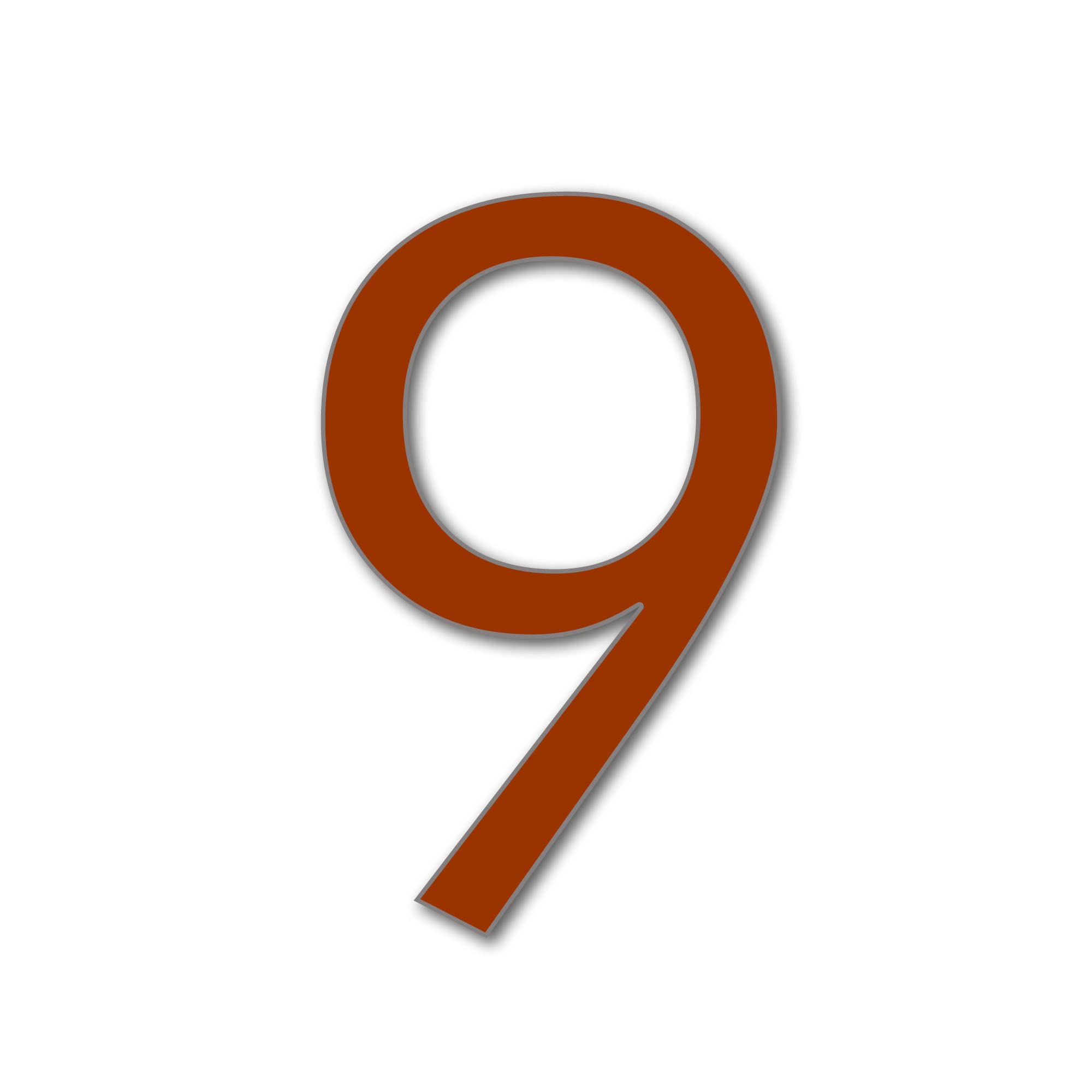 House Number 9 FUTURA Door Numbers in 3 Sizes (15, 20, 25cm / 5.9, 7.8, 9.8in) Modern Floating House Number Acrylic incl. Fixings Easy Seen, Colour:Brown, Size:15cm / 5.9'' / 150mm — image 1