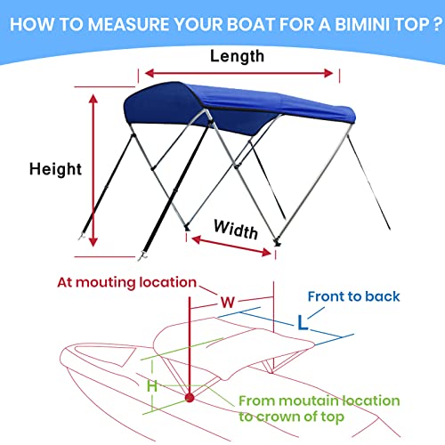 Image of Leader Accessories 10 Colors 3-4 Bow Bimini Top for Boats Boat Canopy Cover
