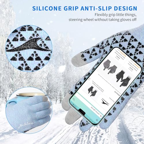 Image of Achiou Winter Gloves, Glove for Men Women, Upgraded Touch Screen Texting Warm Running with Thermal Soft Knit Lining