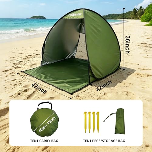 Image of NARMAY Camping Tent, Pop Up Beach Tent, Portable Sun Shelter for 1-2 Person with UPF 50+ UV Protection - Green