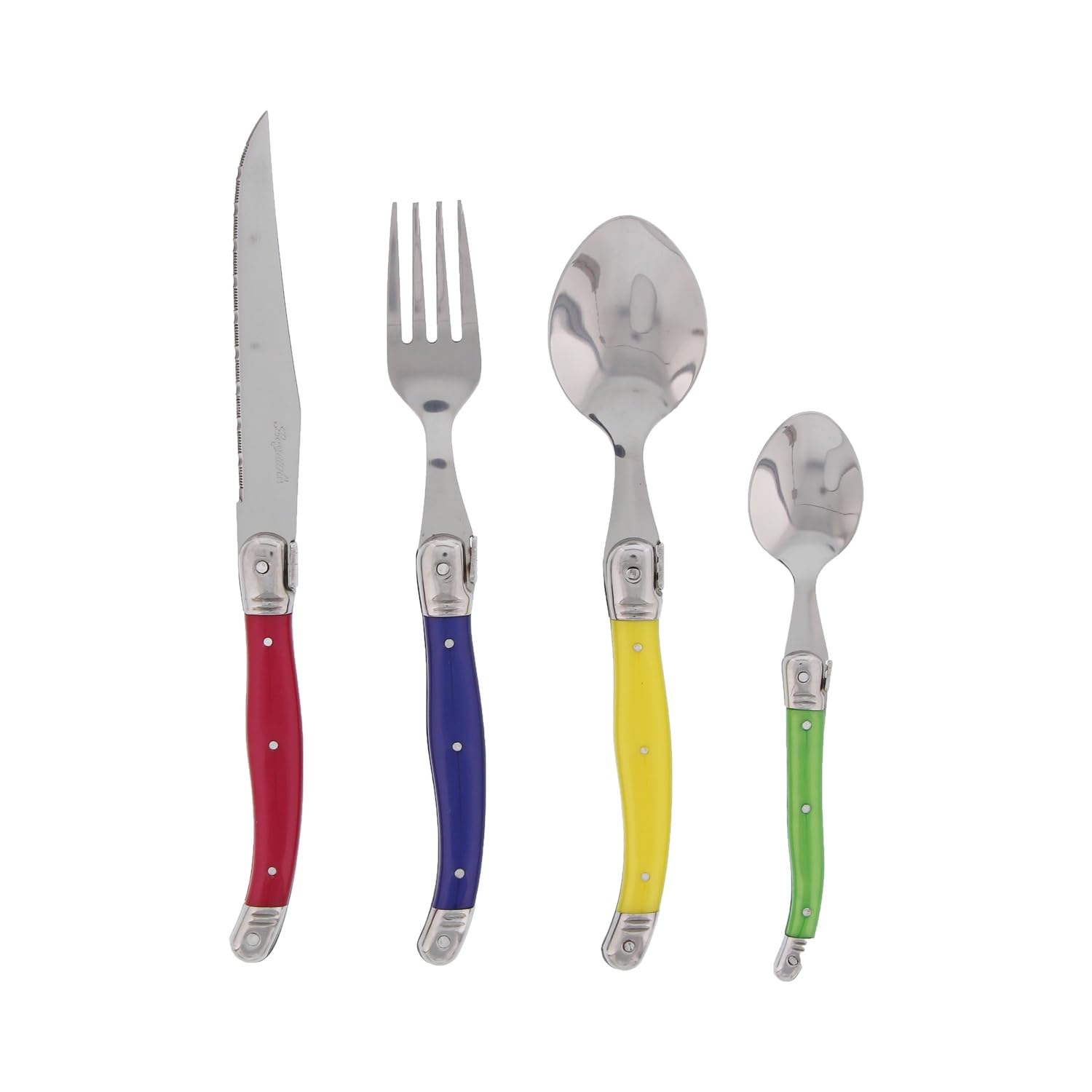 Pradel Excellence - I7214P - Ménagère Laguiole 24 Pièces - 6 Couteaux, 6 Fourchettes, 6 Cuillères à Soupe, 6 Cuillères à Café - Lames Inox - Manches ABS Pastel - Coffret Bois Élégant