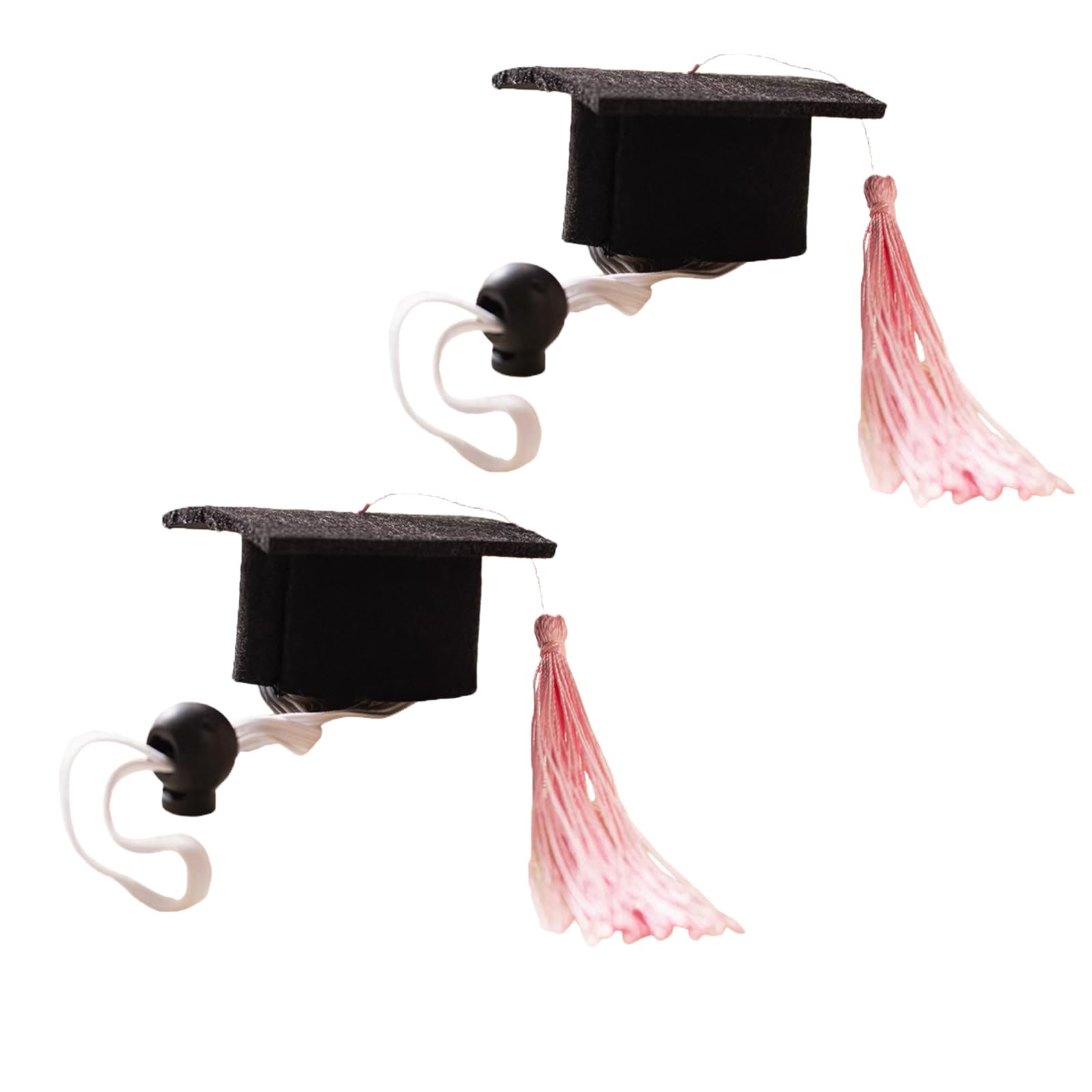 2 Pack Mini Graduation Caps with Blue Tassels, Mini Pet Graduation Caps Small Animal Bachelor Hats with Adjustable Elastic Strap for Cats and Dogs Photo Props Party Supply (Pink,4)