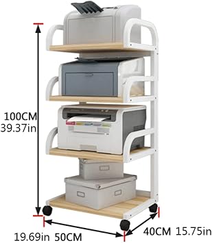 Printer Table Mobile Printer Stand Under Desk 4 Tier Printer Table Fax Machine Shelf with Wheels Heavy Duty Printer Cart for Home Office Easy to use