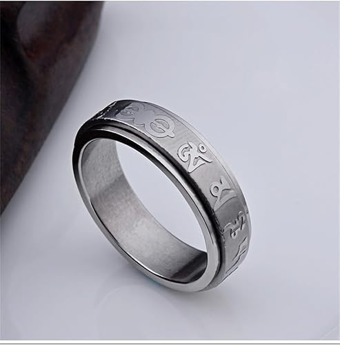 Miniatura 2 de Anillo giratorio de acero inoxidable para hombre, con seis verdades de personajes, anillo giratorio para aliviar el estrés, regalo de ansiedad