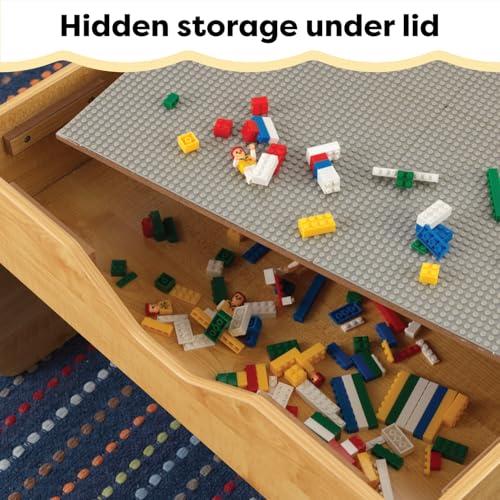 kidkraft reversible wooden activity table with board with 195 building bricks  gray amp natural gift for ages 3