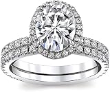Moissanite Halo Style Bridal Set, Oval Cut 2.00CT, VVS1 Clarity, Colorless Moissanite Ring Set, 925