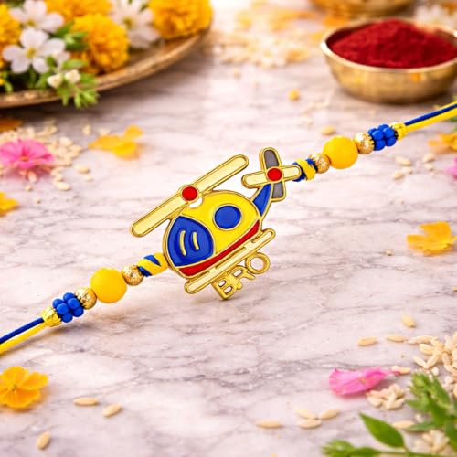 Image of Riddhika Ventures Premium Multicolour Meenakari Stylish Kids Rakhi Gifts for Brother, Sister with Roli Chawal and Greeting Card