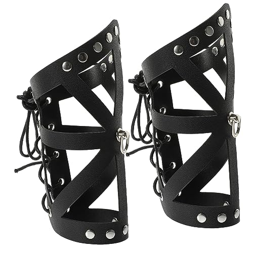 GALPADA Artificial Leather Arm Guards Punk Style Wristband Comfortable Binding Strap for Cosplay