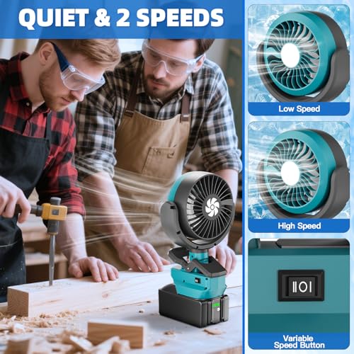 GGiking Clip on Fan Cordless for makita 18V Battery (No Battery) Outdoor Jobsite Fan with LED lampe for Camping,Workshop,Construction Site, Tent 4 GGiking Clip on Fan Cordless for makita 18V Battery (No Battery) Outdoor Jobsite Fan with LED lampe for Camping,Workshop,Construction Site, Tent - Image 4