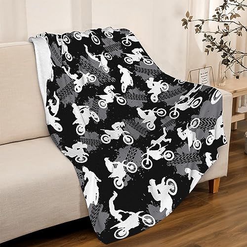 Image of SUPERICH Motorcycles Dirt Bike Gift - Soft Fleece Throw Blanket, Cozy Flannel, Air Conditioning, 50x40 in for Kid