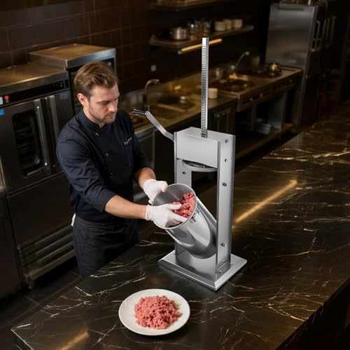 VEVOR Manual Sausage Stuffer, 33 LBS / 15 L Vertical Meat Stuffer, Heavy Duty Sausage Casing Meat Stuffing Machine, Dual-Speed Stainless Steel Filler with 5 Filling Tubes, for Commercial and Home Use by VEVOR - Image 2
