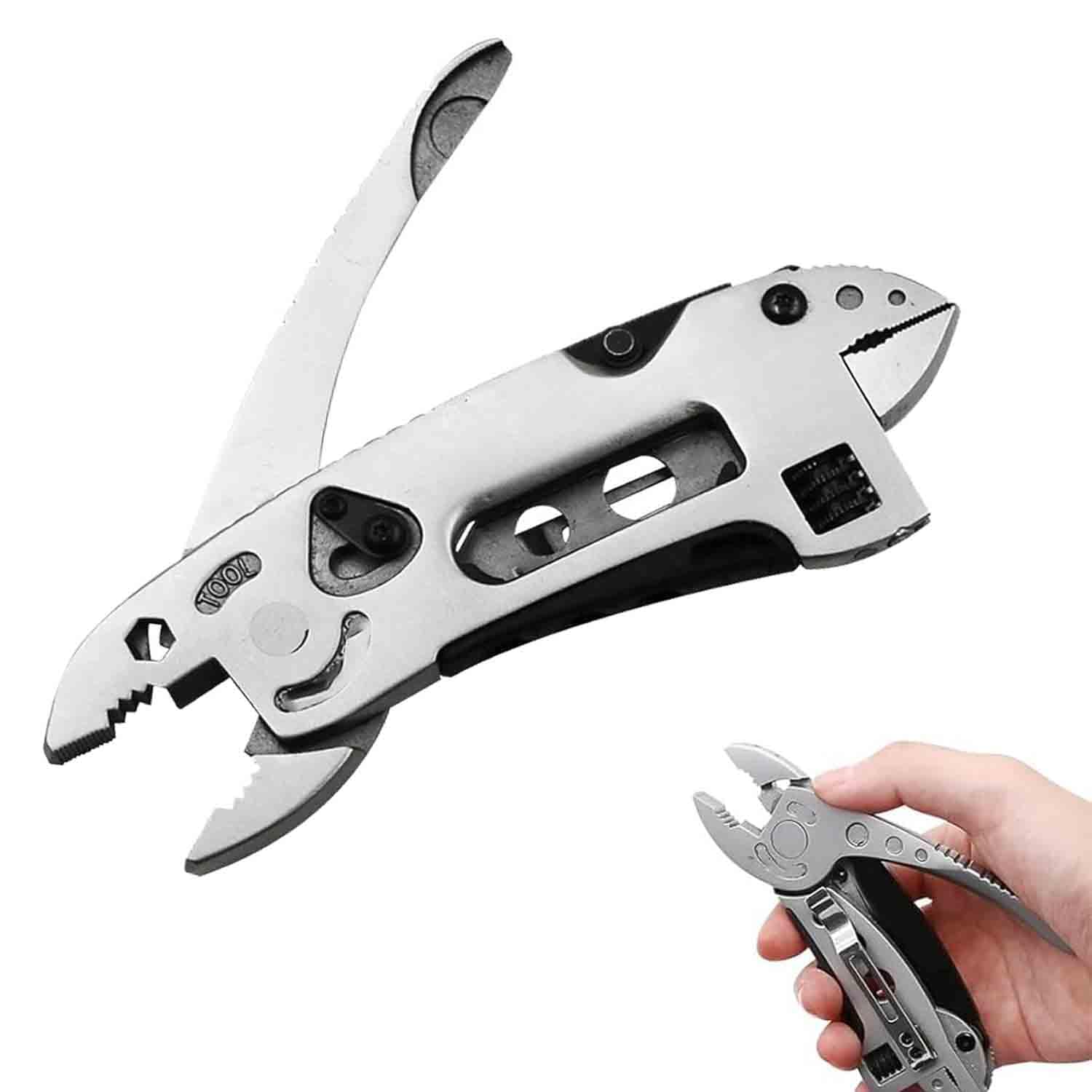 Lifecosm Outdoor Multi-Purpose Tool Pliers,Mini Multi-Purpose Pliers Tool Kit With Adjustable Wrench,Multi Tool Set,Multitool Camping Multi Tool Plier Screwdriver Bits Pliers