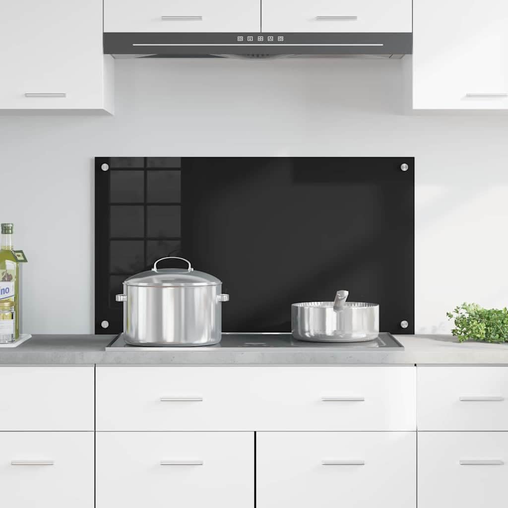 Panel de cristal templado negro de 90 x 50 cm para utensilios de cocina, utensilios de cocina, almacenamiento, encimera, cocina, servir, cocina y comedor, resistente al calor