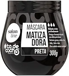 Salon Line, Máscara Matizadora Preta, #TodeCacho, Vegano - Para Cabelos Ondulados, Cacheados e Crespos, 300g