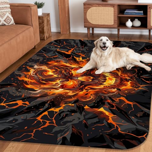 Alfombra de calavera gótica rectangular con llamas para decoración de salón 5