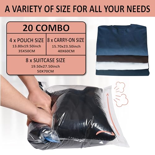 Cozy Essential Compression Bags for Travel - Travel Essentials - 20 Pack Space Saver Bags - No Vacuum Needed - Compression Packing Bags for Cruise Accessories by Cozy Essential - Image 3