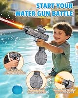 2 Pack Wasserpistole Elektrisch, Wasserpistolen mit Coolen LED-Flamme, Wiederaufladbarer Elektrische Wasserpistole für Kinder 3-12 Jahre, Reichweite 8-10 M, Sommer Spielzeug,Schwimmbad, Strand, Party – Ansicht 4