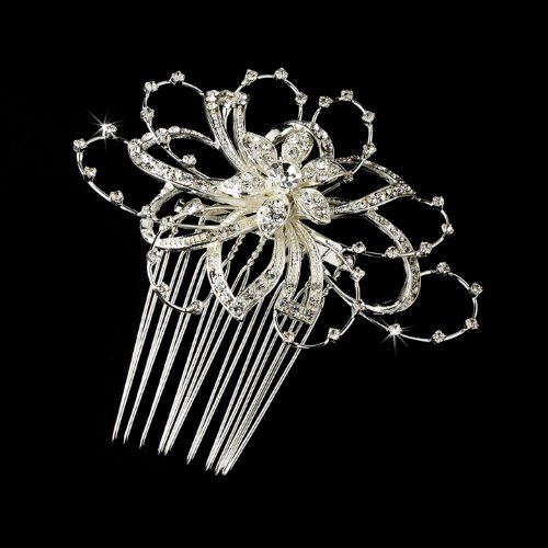 Graziana Lovely Clear Rhinestone Floral Wedding Bridal Comb