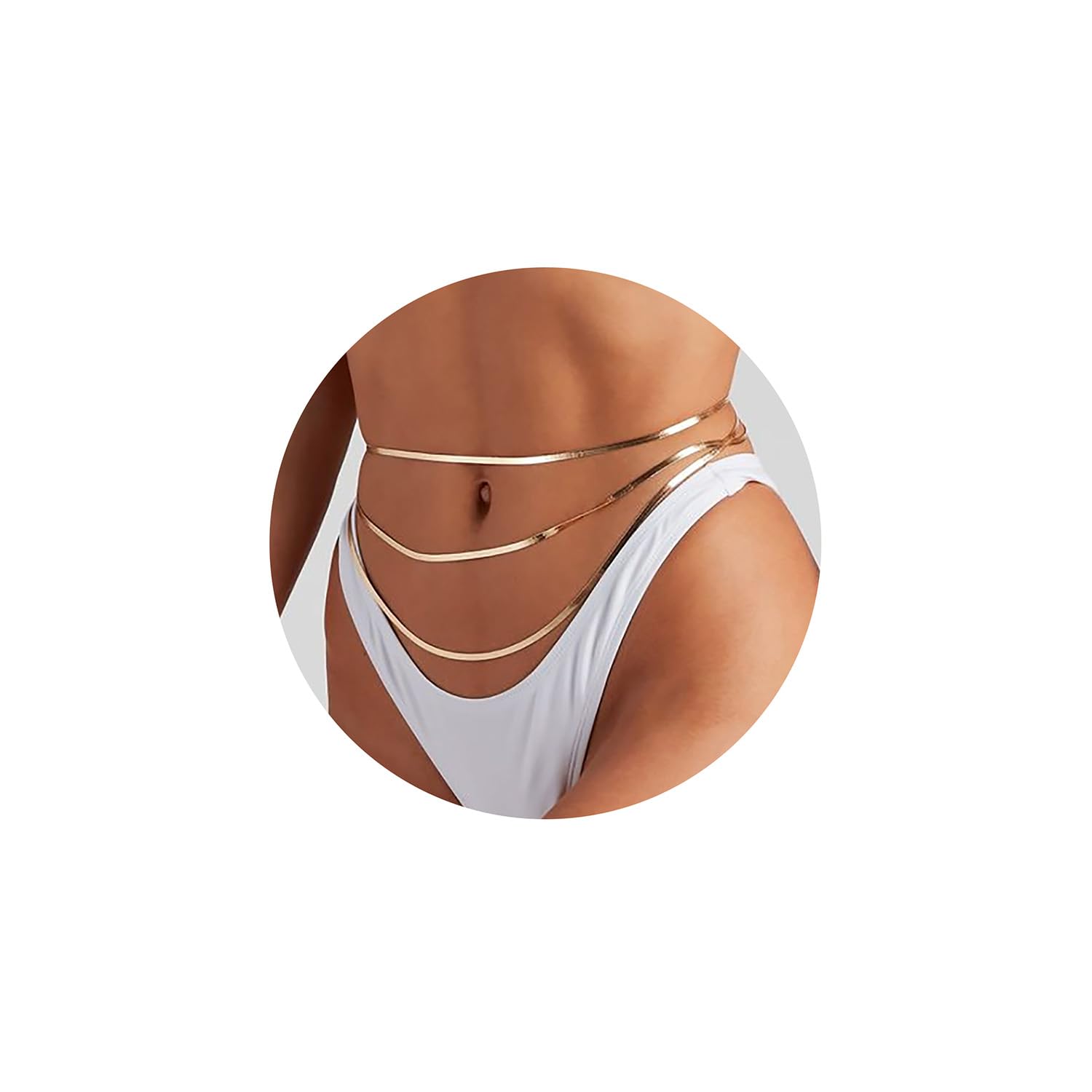 TINGN 1-3 Stück Bauchkette Gold Damen - 18K Gold Vergoldet Layered Taillen Kette Boho Body Chain Geschichtete Bauchkette Verstellbare Sexy Bikini Taillenkette Sommer Taillenschmuck für Frauen Mädchen