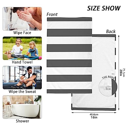Susiyo Classic Black And White Striped Bath Hand Towel Soft Cotton Highly Absorbent Fingertip Towels For Bathroom Beach Kitchen Sports Gym Yoga Travel (2-Pieces Towel Sets, 28X16 Inch) #TOP2