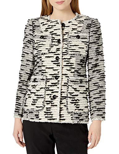 Rebecca Taylor Women's Patched Tweed Jacket, Cream Combo, 10