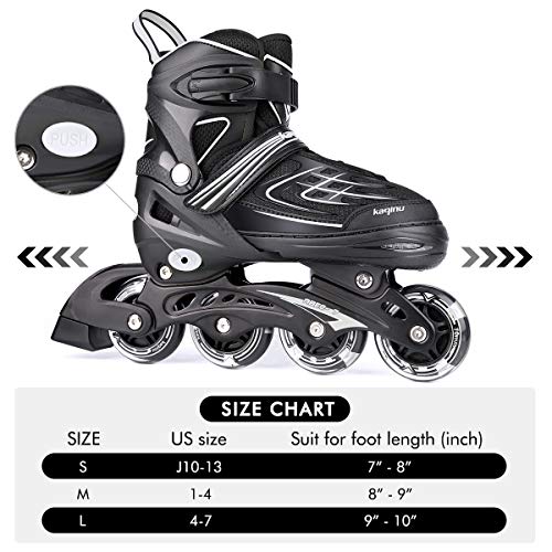 Kaqinu Adjustable Inline Skates, Outdoor Roller Blades Skates With Full Illuminating Wheels For Women, Kids, Girls And Boys (White, S) #TOP6