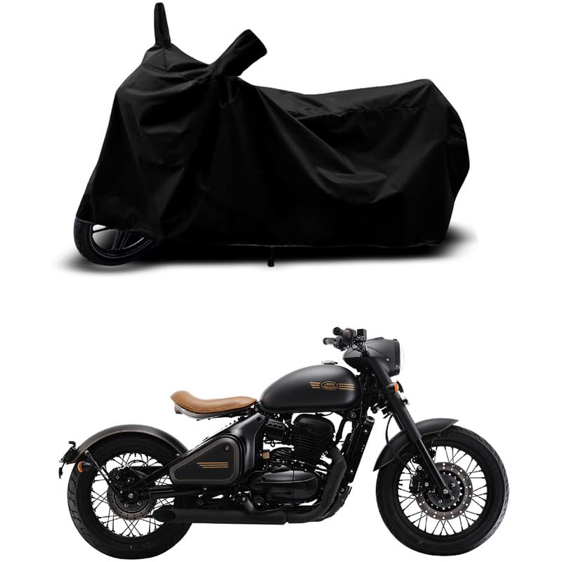 Image of 100% Scratchproof /UV-Rays /Heat Protection /Birds Dropping /Water Resistant /Dust Proof /Waterproof /Full Bike Scooty Two Wheeler Body Cover Compatible for Jawa Perak STD All Varients[Black]