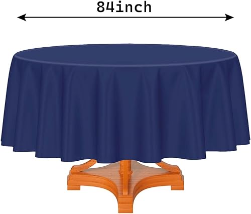 Miniatura 2 de HEIPINIUYE Paquete de 3 manteles redondos de plástico de 84 pulgadas, color azul marino, impermeables, desechables, para picnic, fiesta, cumpleaños,