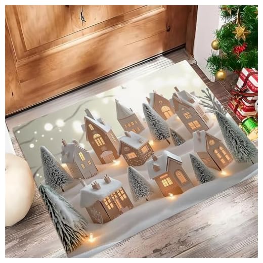 Felpudo Entrada Casa, La Casa Papel Alfombra Entrada Casa Interior Antideslizante, Almohadilla Absorbente Y Duradera, Colores Mixtos Lavable En La Lavadora (Árbol Navidad, 40 X 60 Cm)