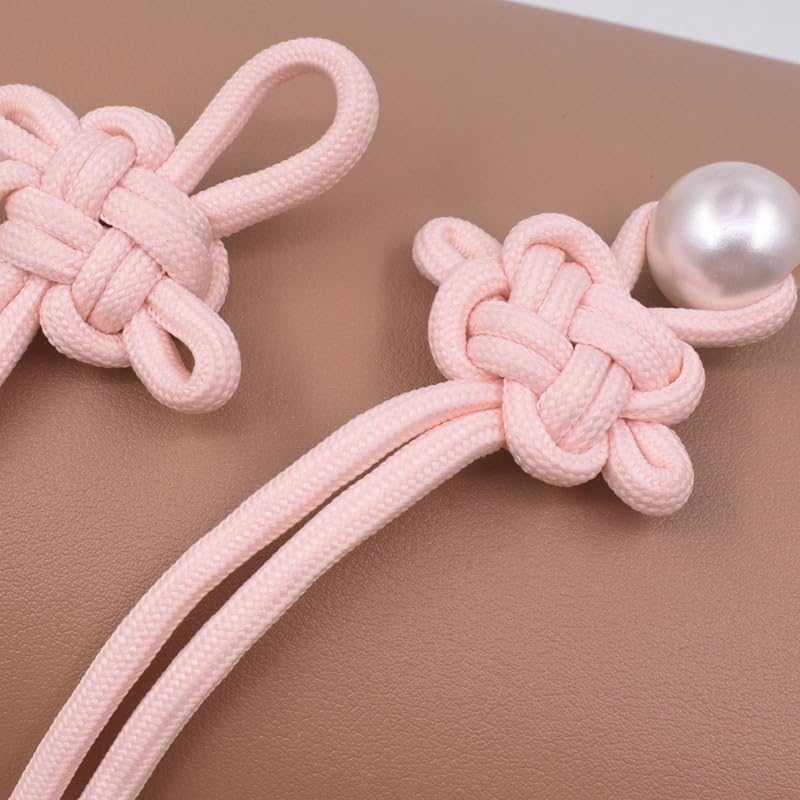 Chińskie przyciski zamknięcia, 45 cm 4 szt. Klamra z chińskim węzłem, ręcznie tkana klamra, klamra w stylu qipao, ozdobny guzik(Pink Buckle)