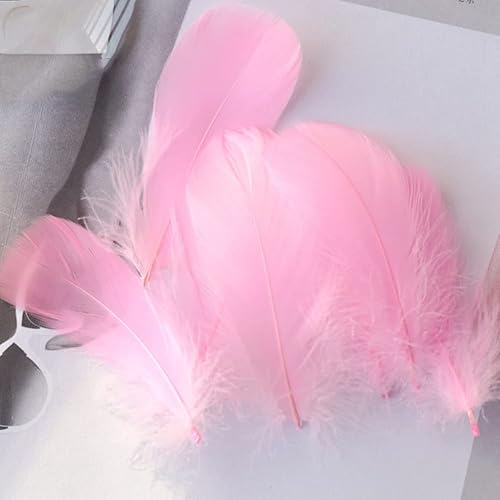 100 plumas de ganso natural rosa a granel, coloridas plumas de ganso pequeñas para disfraces de Holloween, máscara de Acción de Gracias, bricolaje,