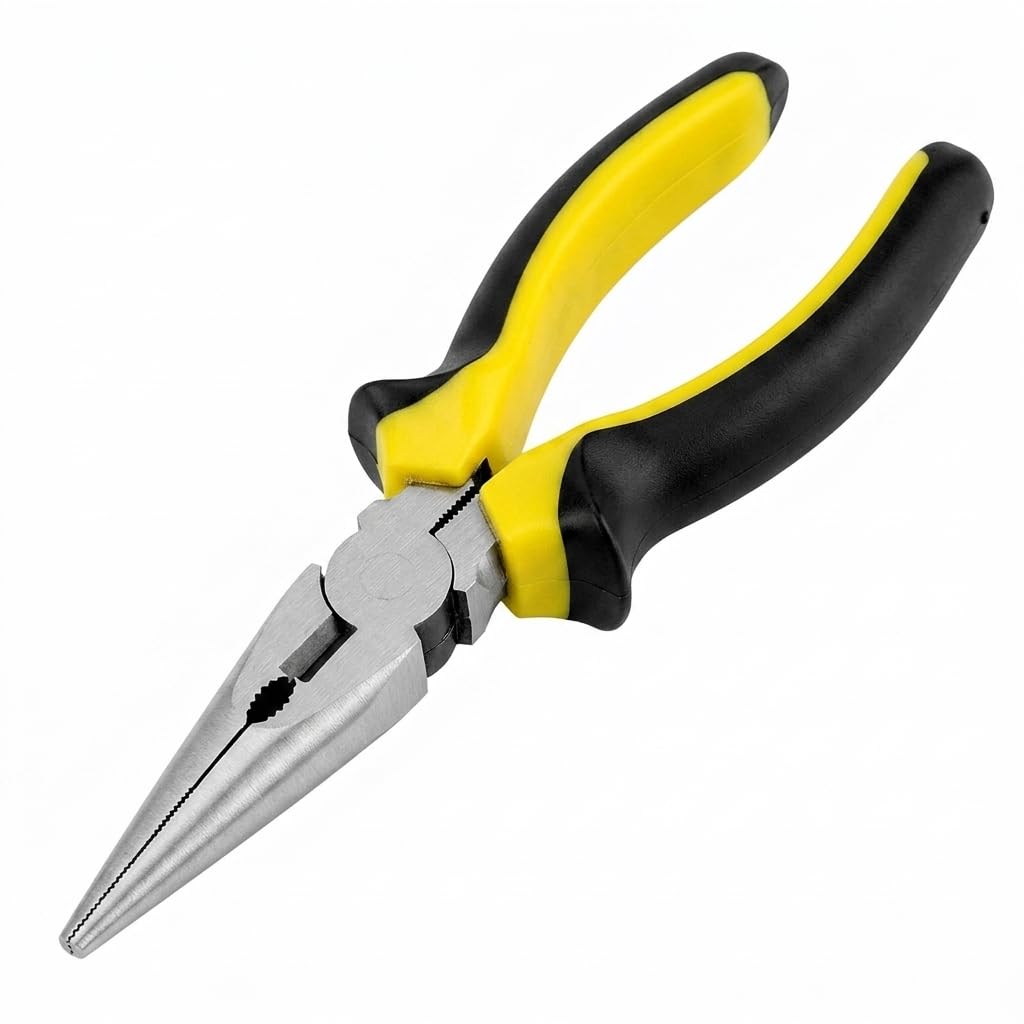 Set di 8 pinze a becco ad ago da 15,2 cm, in acciaio al carbonio, strumento | SEHOI Manico giallo nero, impugnatura di precisione per piegatura e torsione, impugnatura ergonomica per lavori di