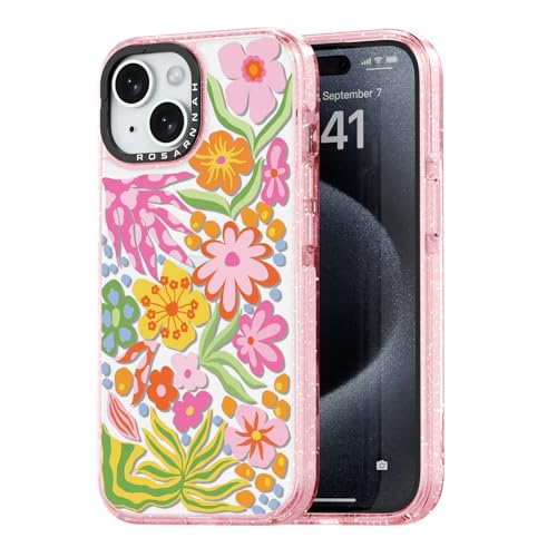 Rosarnnah for iPhone 15 Case Aesthetic Pink, Passion Flower | Cute Funny Pattern Design for Girls Women Men, Durable Shockproof 6.1" Phone Case 6.6ft Drop Protection for Fashion Daily