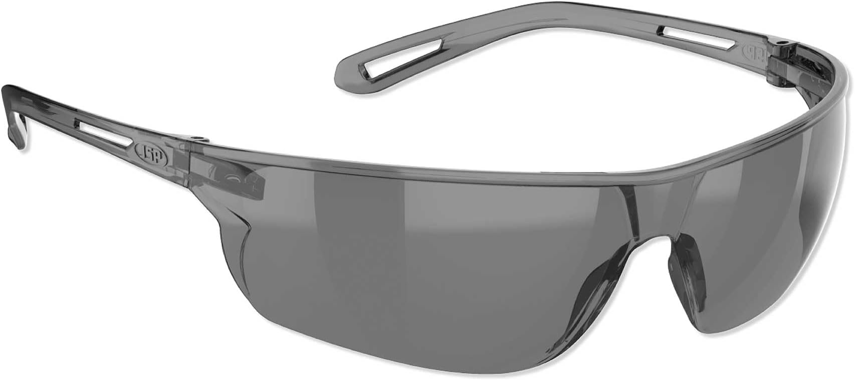 JSP STEALTH 16g Lightweight Safety Specs - Anti-Scratch Lenses - Smoke - UV & Impact Protection - Work Glasses - EN 166 & EN 172