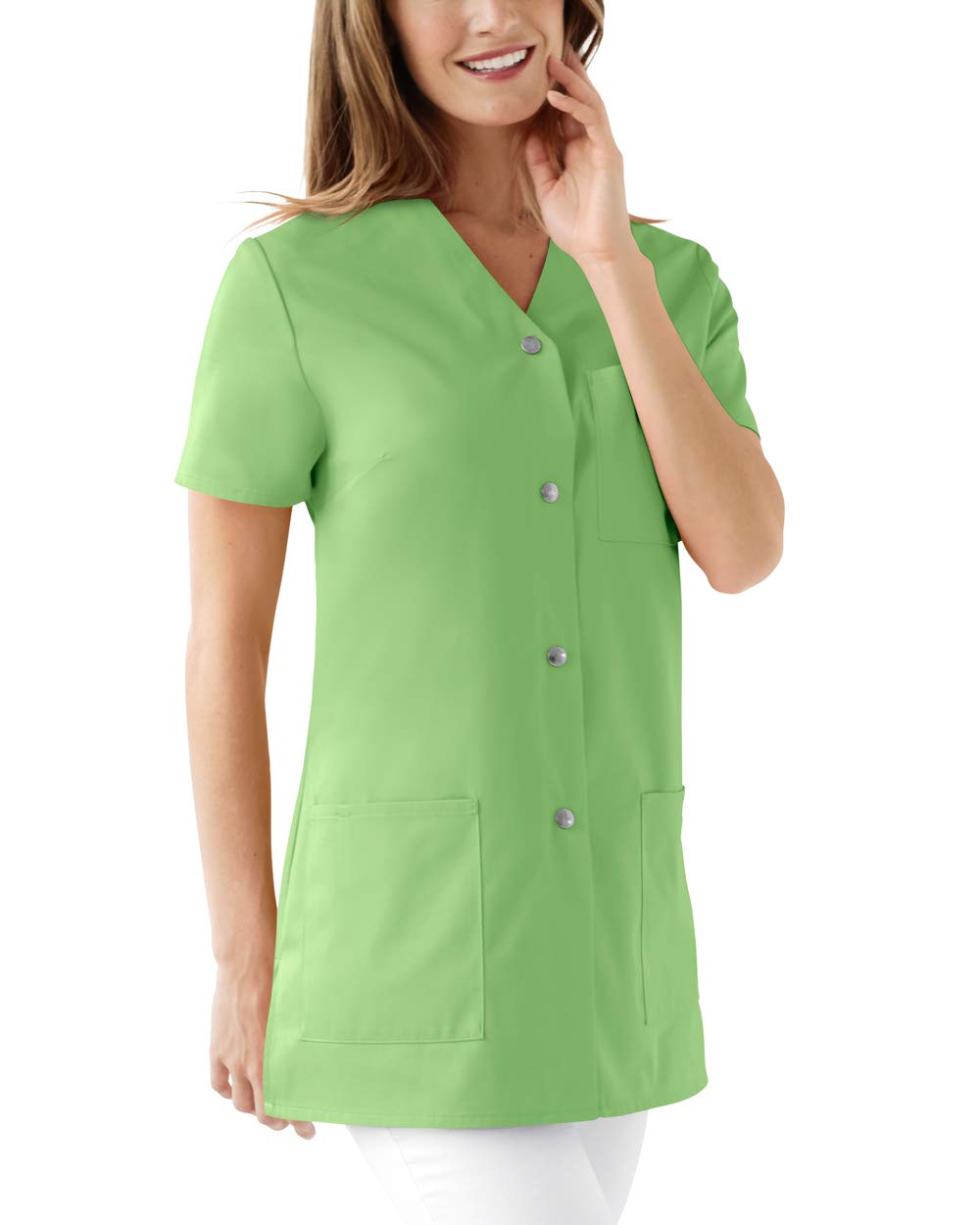 CLINIC DRESS Kasack Damen | V-Ausschnitt | Seitenschlitze | Länge ca 95 cm | 95 Grad