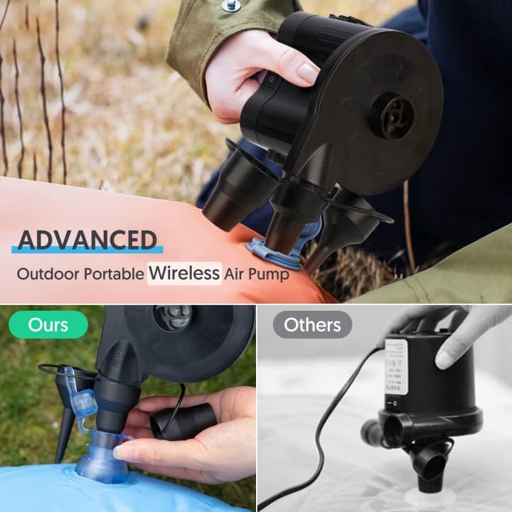 Miniatura 6 de Bomba de aire eléctrica para inflables, bomba de colchón de aire alimentada por batería para sofá inflable, flotadores de piscina, balsa de piscina,