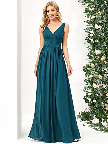 Ever-Pretty Womens Empire Waist Sleeveless V Neck Bridesmaid Dress 16 Us Teal #TOP3