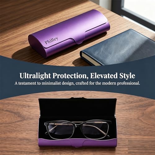 Image of Philley Aluminum Ultra-Light Eyeglasses Case Hard Shell Nearsighted Glasses Case for Women & Men