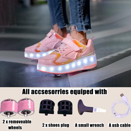 Image of Ylllu Kids LED Roller Skate Shoes with Wheel Light up Roller Shoes Gift for Girls Boys Children