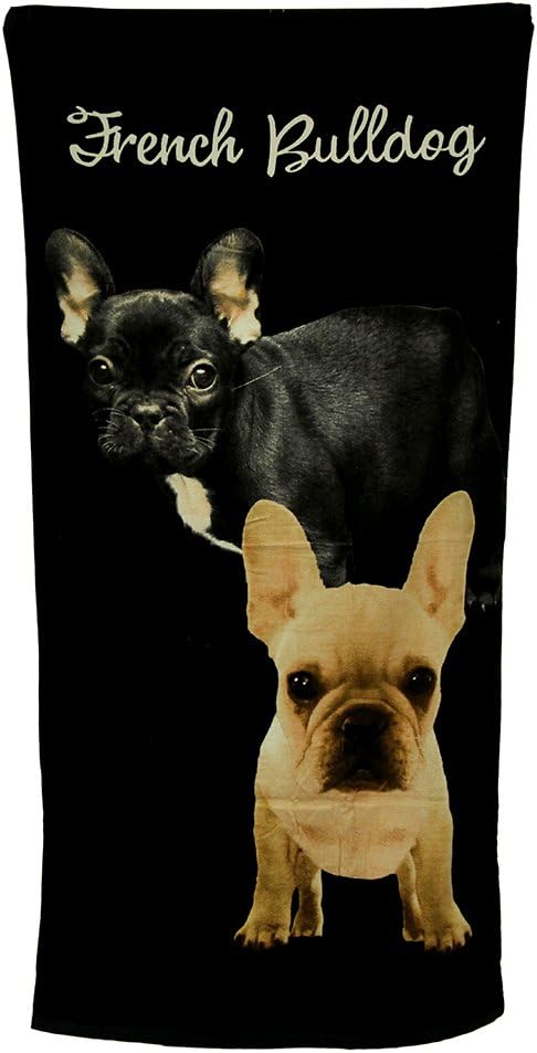 2 French Bulldogs Black Beach Towel 30 X 60 Inch