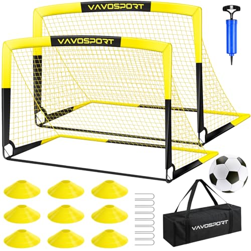 Image of Kids Soccer Goals for Backyard Set - 2 of 4' x 3' Portable Soccer Goal Training Equipment, Pop Up Toddler Soccer Net with Soccer Ball, Soccer Set for Kids and Youth Outdoor Games, Sports, Play