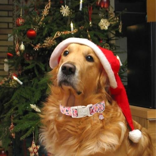 Image of Christmas Dog Collar, Pink Christmas Tree for Dogs, Adjustable Pet Collar with Cute Xmas Tree Pendant, Festive Winter Dog Accessories for Small Medium Large Dogs XS